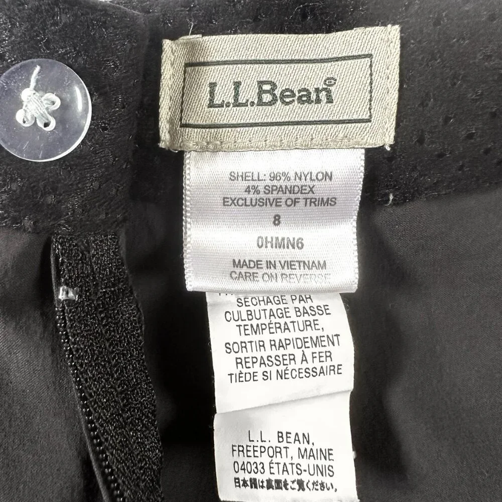 LL Bean Black Vista Trek Skort 8 Nylon Spandex Hiking Golf Tennis Pockets Sporty